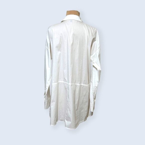 Eileen Fisher White Button Up Blouse Top Tunic XS Cotton Poplin EUC Classic - Picture 7 of 9